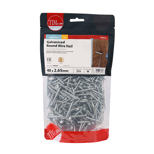 Timco Round Wire Nails - Galvanised 40 x 2.65