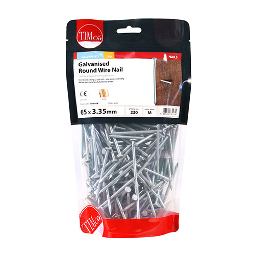 Timco Round Wire Nails - Galvanised 65 x 3.35