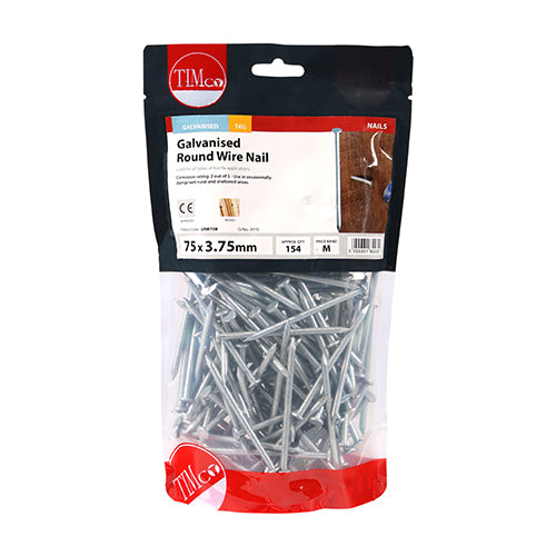 Timco Round Wire Nails - Galvanised 75 x 3.75