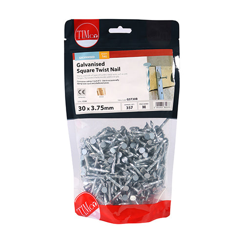 Timco Square Twist Nails - Galvanised 30 x 3.75