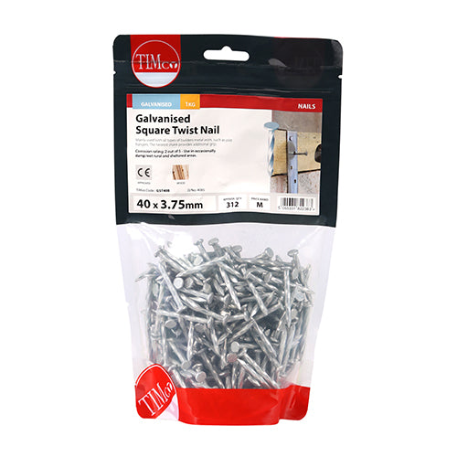 Timco Square Twist Nails - Galvanised 40 x 3.75