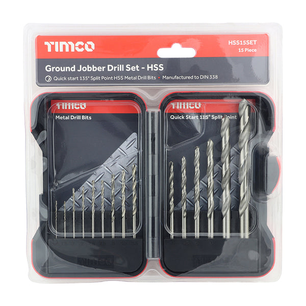 Timco Ground Jobber Drills Set - HSS 15pc