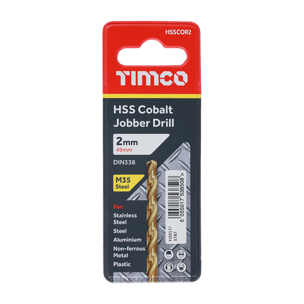 Timco Ground Jobber Drills - Cobalt M35 2.0mm