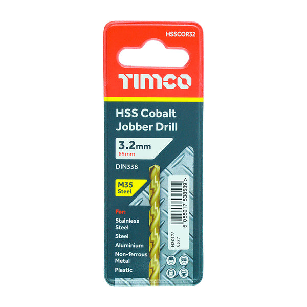 Timco Ground Jobber Drills - Cobalt M35 3.2mm