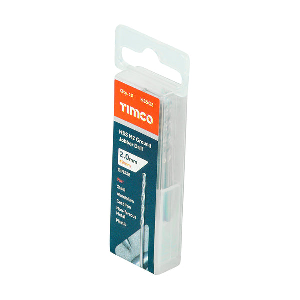 Timco Ground Jobber Drills - HSS M2 2.0mm - 10 Pieces