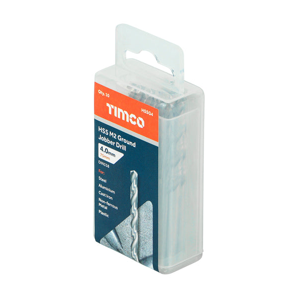 Timco Ground Jobber Drills - HSS M2 4.0mm - 10 Pieces