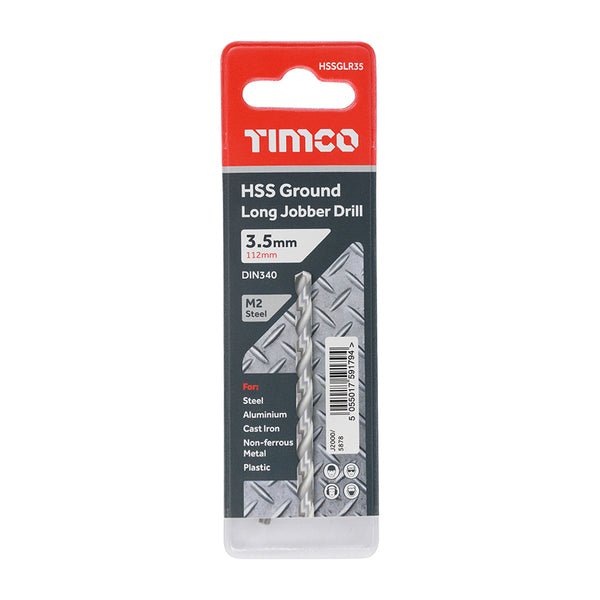 Timco Ground Long Jobber Drills - HSS M2 3.5mm