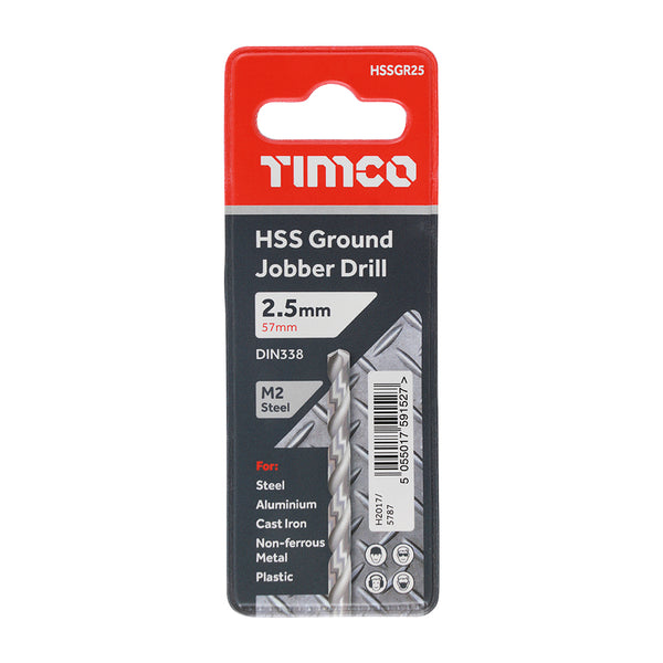 Timco Ground Jobber Drills - HSS M2 2.5mm