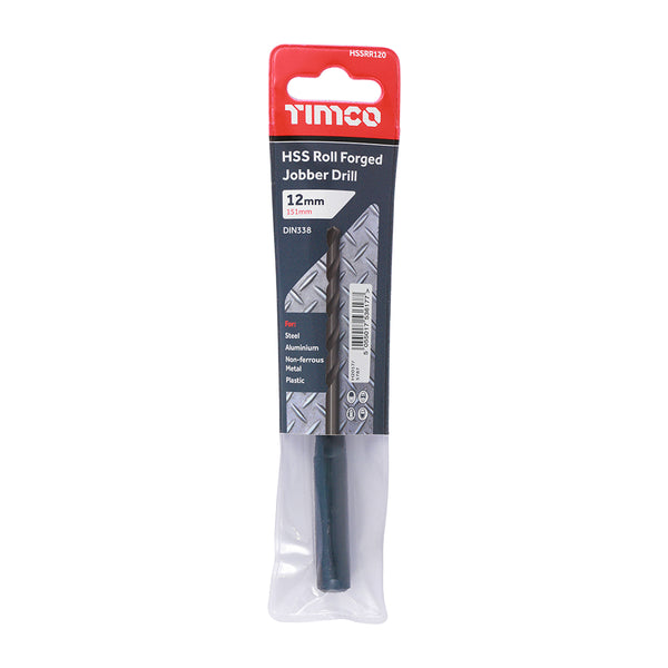 Timco Roll Forged Jobber Drills - HSS 12.0mm - 5 Pieces