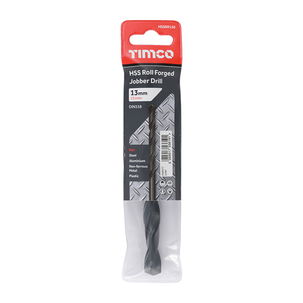 Timco Roll Forged Jobber Drills - HSS 13.0mm - 5 Pieces