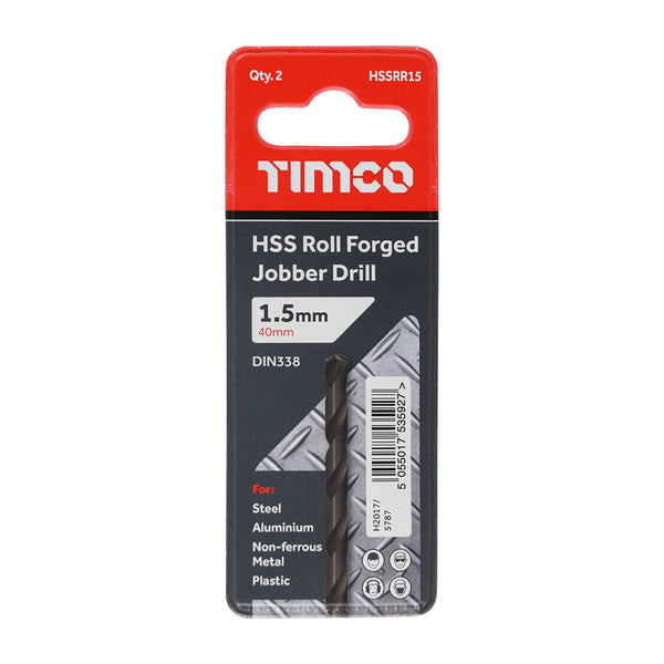 Timco Roll Forged Jobber Drills - HSS 1.5mm - 10 Pieces