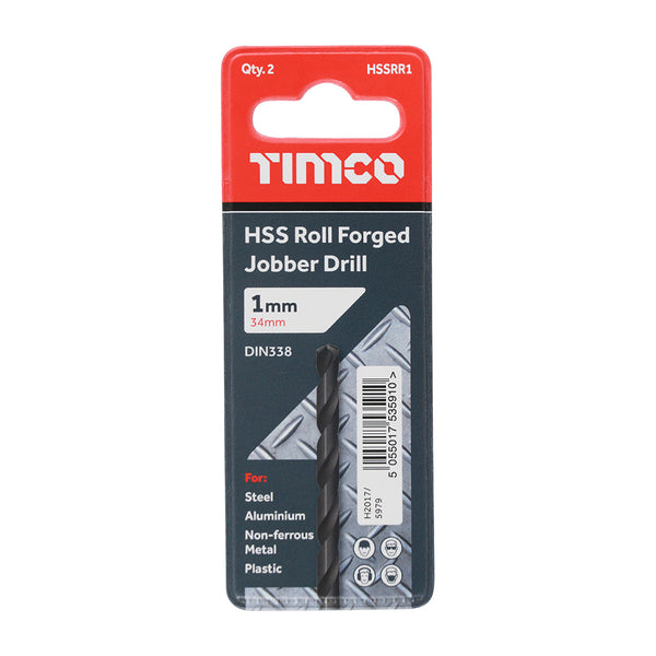 Timco Roll Forged Jobber Drills - HSS 1.0mm - 10 Pieces