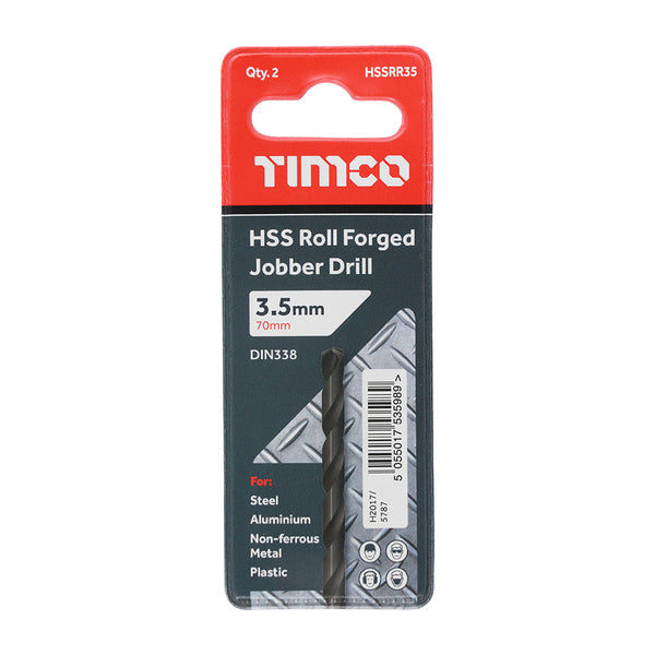 Timco Roll Forged Jobber Drills - HSS 3.5mm - 10 Pieces