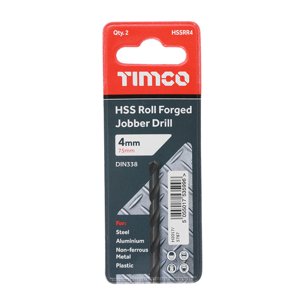 Timco Roll Forged Jobber Drills - HSS 4.0mm - 10 Pieces