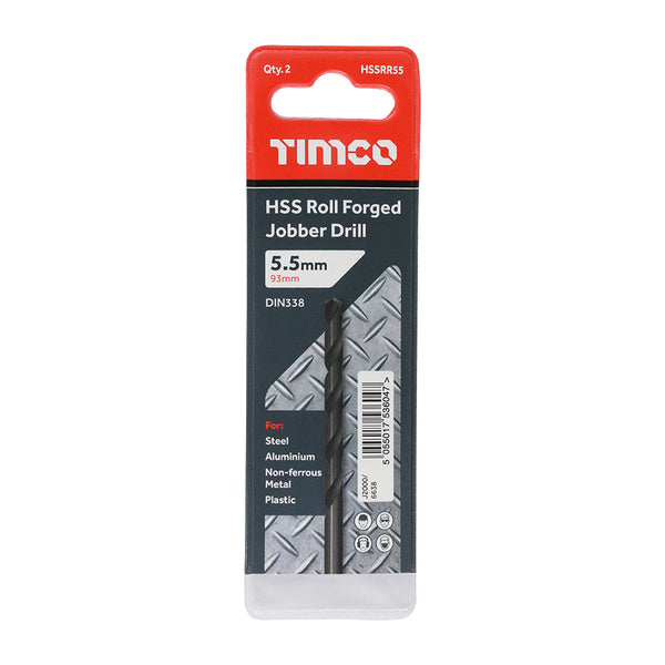 Timco Roll Forged Jobber Drills - HSS 5.5mm - 10 Pieces