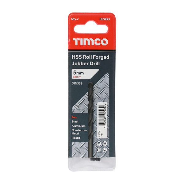 Timco Roll Forged Jobber Drills - HSS 5.0mm - 10 Pieces