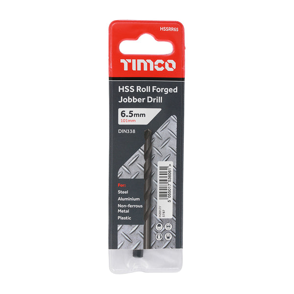 Timco Roll Forged Jobber Drills - HSS 6.5mm - 10 Pieces