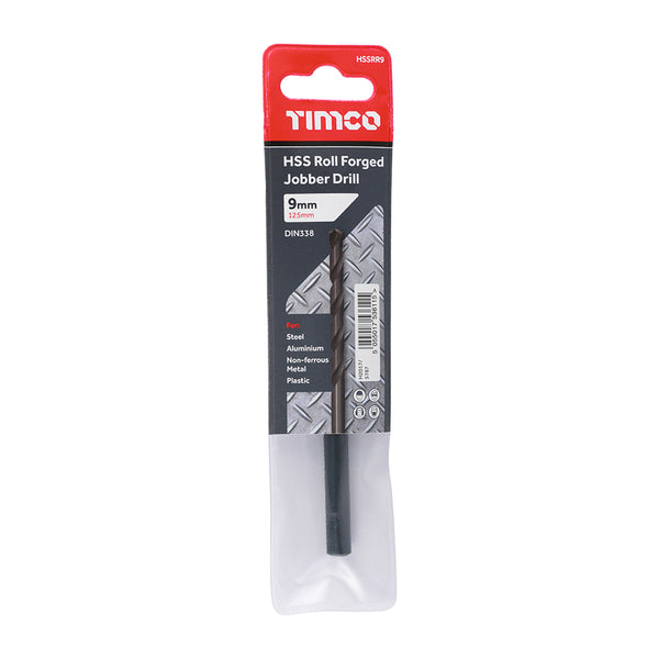 Timco Roll Forged Jobber Drills - HSS 9.0mm - 5 Pieces