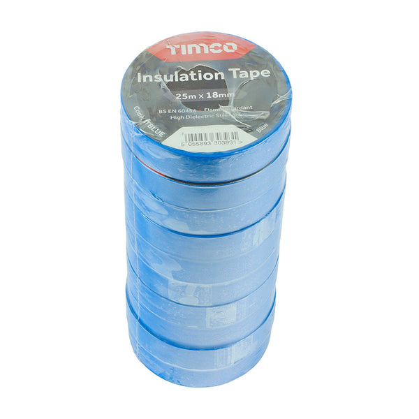 Timco PVC Insulation Tape - Blue 25m x 18mm - 10 Pieces