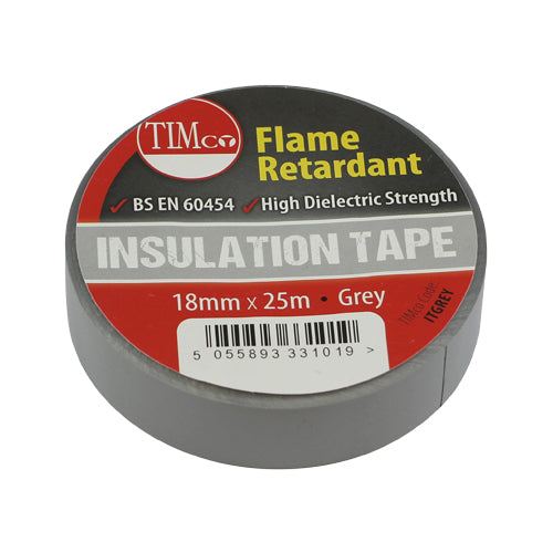 Timco PVC Insulation Tape - Grey 25m x 18mm - 10 Pieces