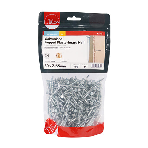 Timco Jagged Plasterboard Nails - Galvanised 30 x 2.65