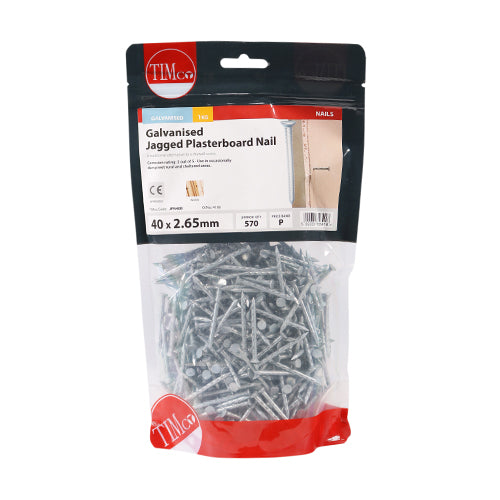 Timco Jagged Plasterboard Nails - Galvanised 40 x 2.65