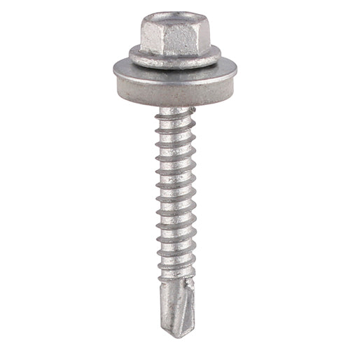 Timco Self-Drilling Screws - Hex - For Light Section Steel - Exterior - Silver - With EPDM Washer 5.5 x 50 - 85 Pieces