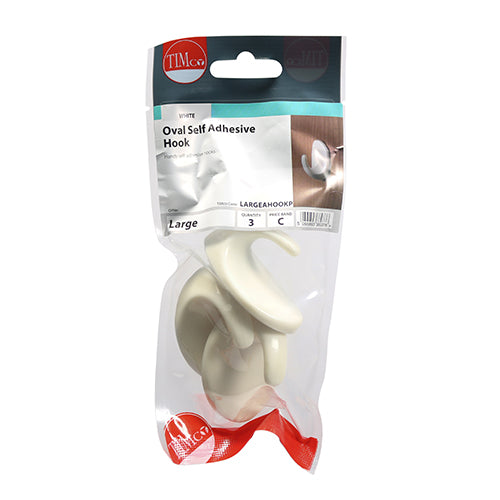 Timco Oval Self-Adhesive Hooks - Large 57 x 42.5 - 3 Pieces