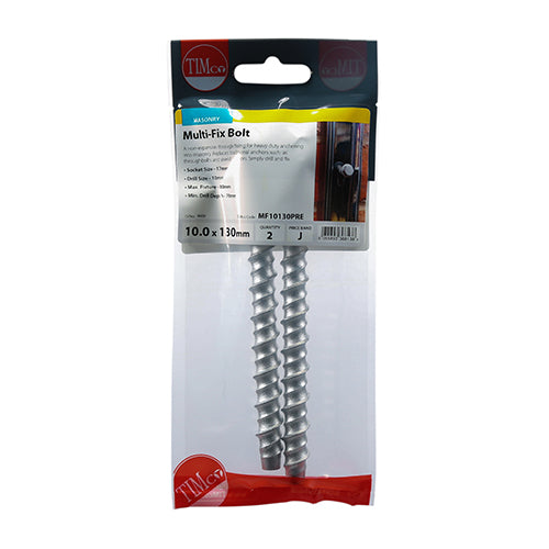 Timco Masonry Bolts - Hex - Exterior - Silver 10.0 x 130