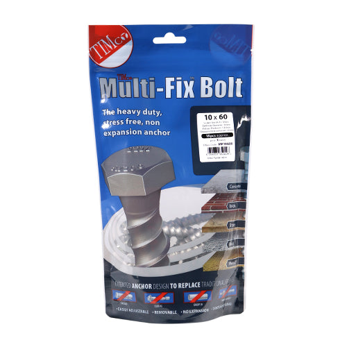 Timco Masonry Bolts - Hex - Exterior - Silver 10.0 x 60 - 18 Pieces