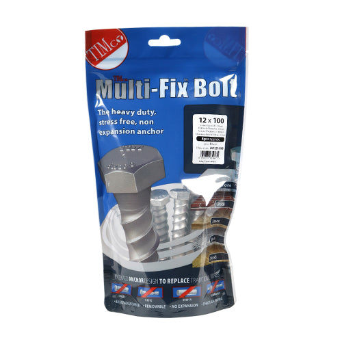 Timco Masonry Bolts - Hex - Exterior - Silver 12.0 x 100 - 8 Pieces