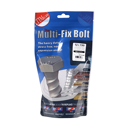 Timco Masonry Bolts - Hex - Exterior - Silver 12.0 x 130 - 6 Pieces