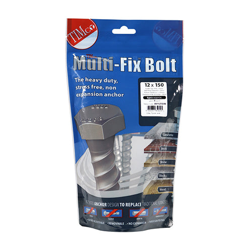 Timco Masonry Bolts - Hex - Exterior - Silver 12.0 x 150 - 6 Pieces