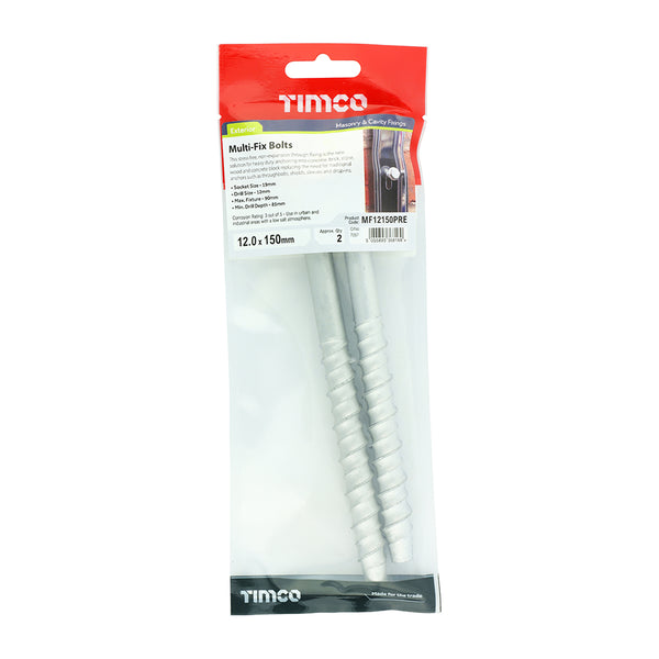 Timco Masonry Bolts - Hex - Exterior - Silver 12.0 x 150