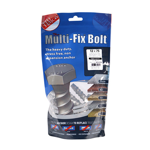 Timco Masonry Bolts - Hex - Exterior - Silver 12.0 x 75 - 12 Pieces