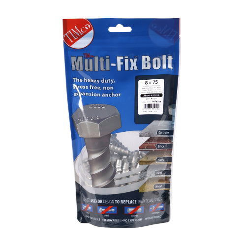 Timco Masonry Bolts - Hex - Exterior - Silver 8.0 x 75 - 26 Pieces