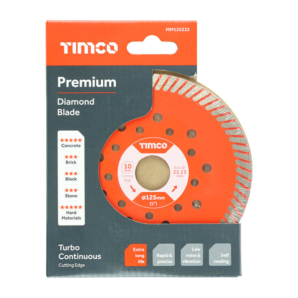 Timco Premium Diamond Blade - Turbo Continuous 125 x 22.2