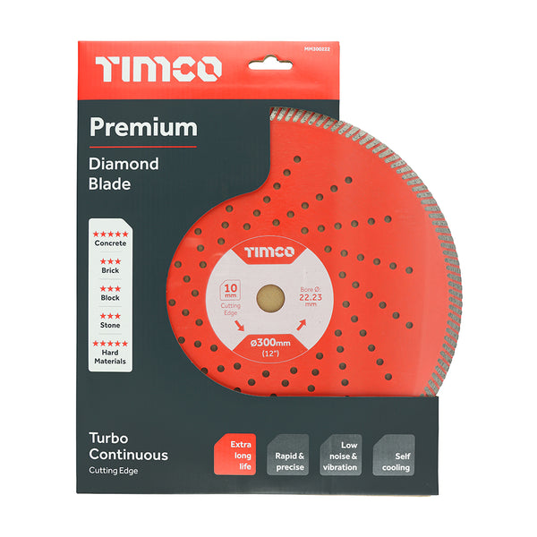 Timco Premium Diamond Blade - Turbo Continuous 300 x 22.2