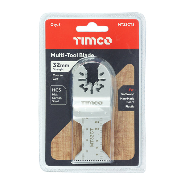 Timco Multi-Tool Blades - Straight Coarse - For Wood - 5pcs 32mm - 5 Pieces