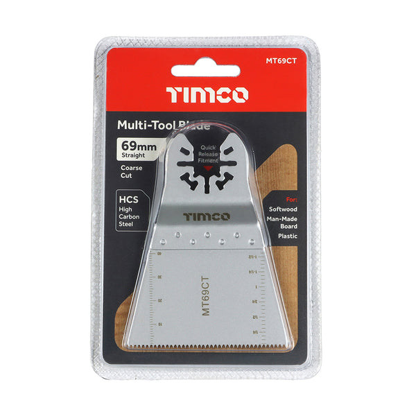 Timco Multi-Tool Blade - Straight Coarse - For Wood 69mm