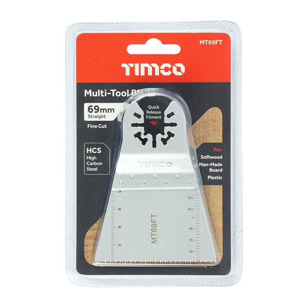 Timco Multi-Tool Blade - Straight Fine - For Wood 69mm