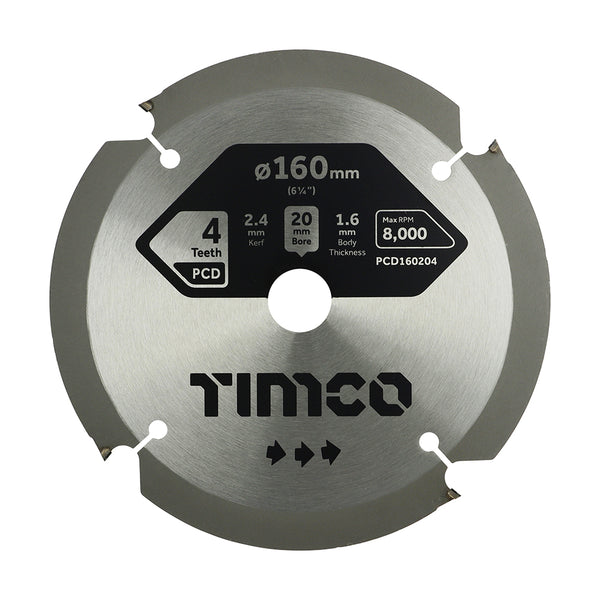 Timco PCD Fibre Cement Saw Blade 160 x 20 x 4T