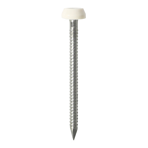 Timco Polymer Headed Pins - A4 Stainless Steel - White 25mm - 250 Pieces