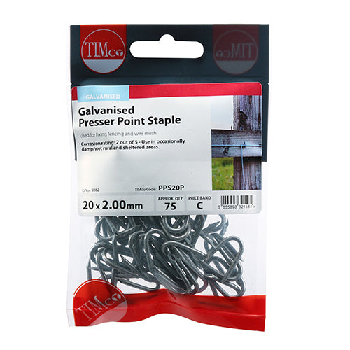 Timco Presser Point Staples - Galvanised 20 x 2.00 - 75 Pieces