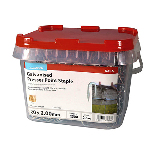 Timco Presser Point Staples - Galvanised 20 x 2.00 - 2.5 Kilograms