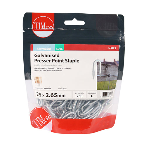 Timco Presser Point Staples - Galvanised 25 x 2.65 - 0.5 Kilograms