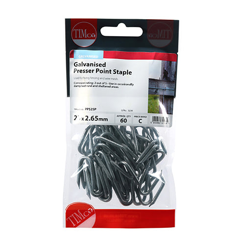 Timco Presser Point Staples - Galvanised 25 x 2.65 - 60 Pieces