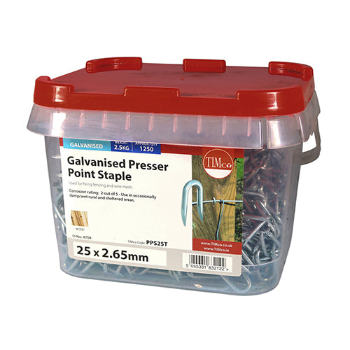 Timco Presser Point Staples - Galvanised 25 x 2.65 - 2.5 Kilograms