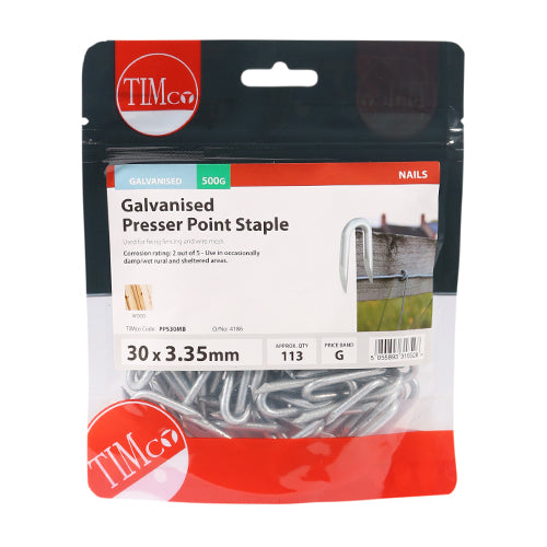 Timco Presser Point Staples - Galvanised 30 x 3.35 - 0.5 Kilograms