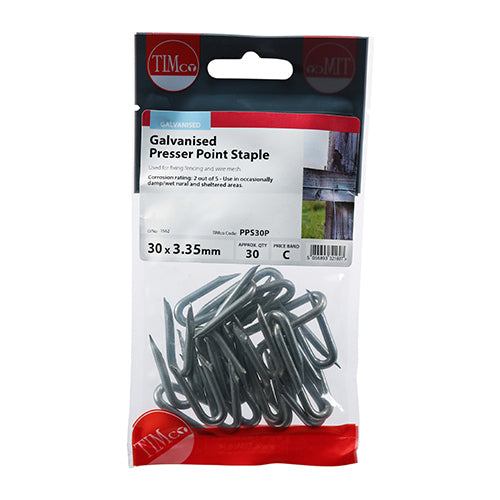 Timco Presser Point Staples - Galvanised 30 x 3.35 - 30 Pieces